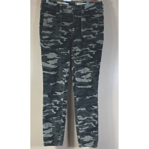 Pilcro and the Letterpress High Rise Skinny Camo Green Corduroy Pants Womens 30 - Picture 1 of 14